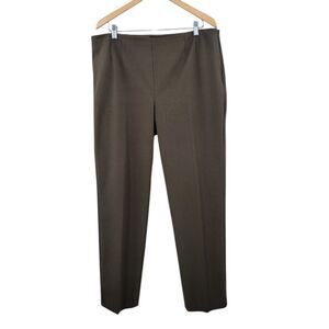 Talbots Dark Oakmoss Green Flat Front Trousers Pants Women's Plus Size 16